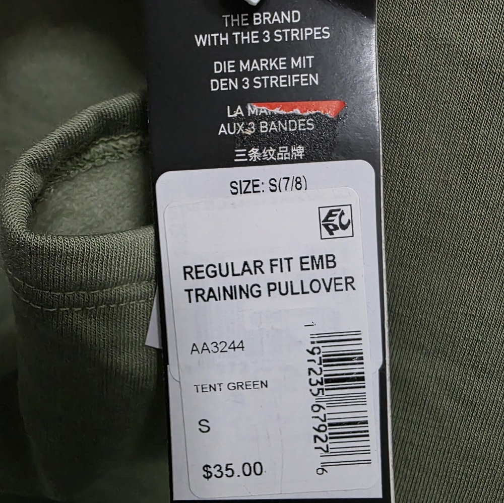 NWT Adidas Kid's Green Training Pullover- Size Small (7/8) - Picture 4 of 4